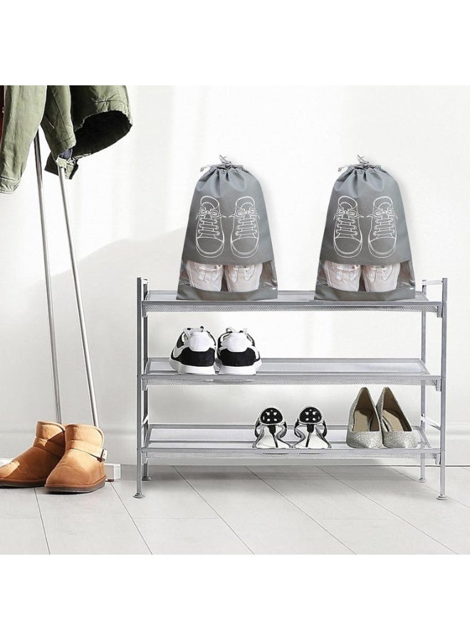 Happy Home Large Shoe Storage Bags Dustproof and Waterproof with Transparent Window and Drawstring Closure, Foldable Portable Shoe Organizer for Travel, Daily Use, Closet Organization, Multi-Purpose for Shoes, Clothes, Cosmetics, Fitness Accessories – Pack of 10 - Image 5